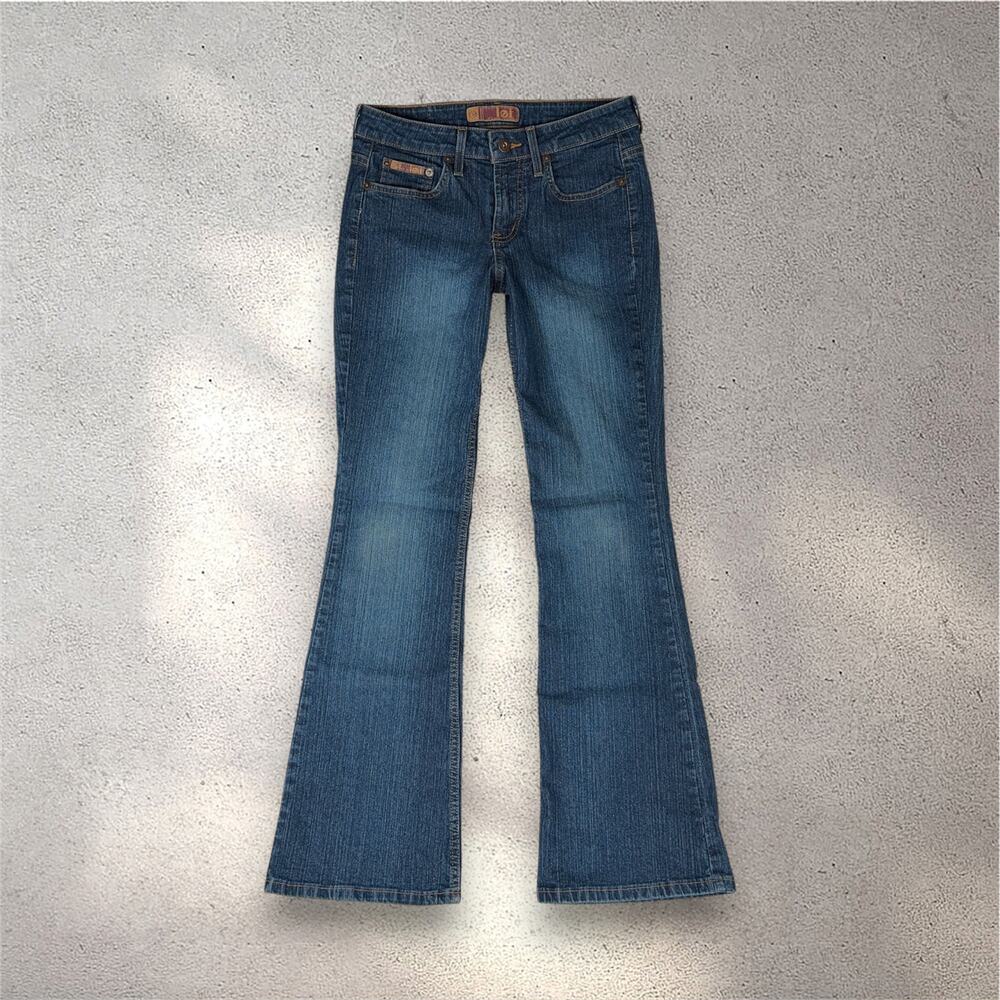 VTG L.E.I. Bootcut Jeans Juniors 1 Blue Mid Rise Denim Western Downtown Girl Y2K - Picture 2 of 12